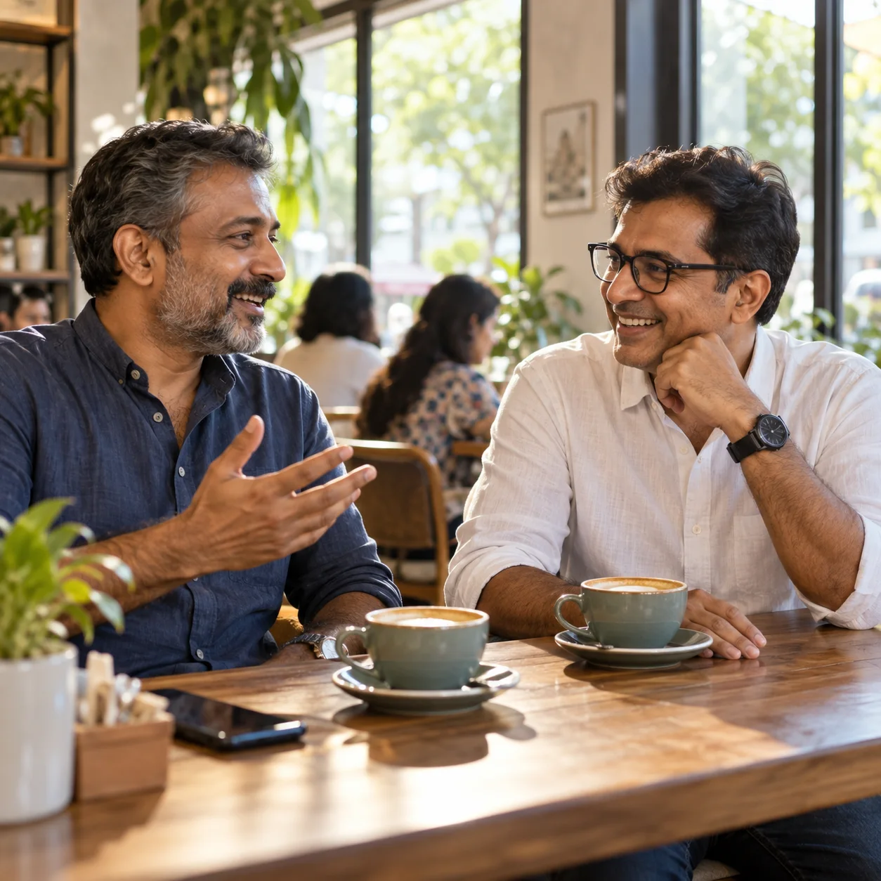 Two people enjoying coffee together
