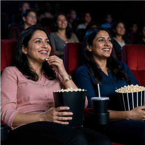 Friends enjoying a movie experience